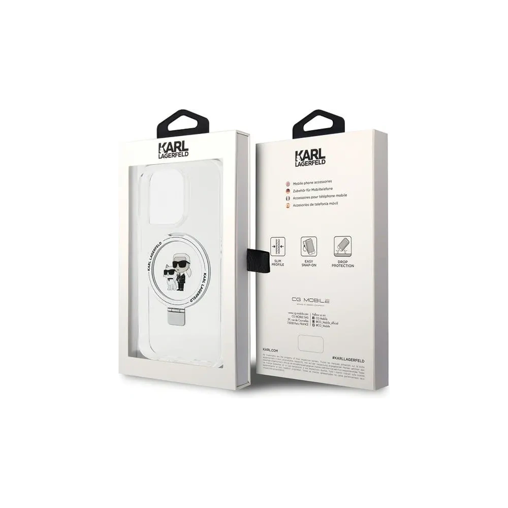 Etui Karl Lagerfeld KLHMP15LHMRSKCH Apple iPhone 15 Pro hardcase Ring Stand Karl&Choupettte MagSafe biały/white
