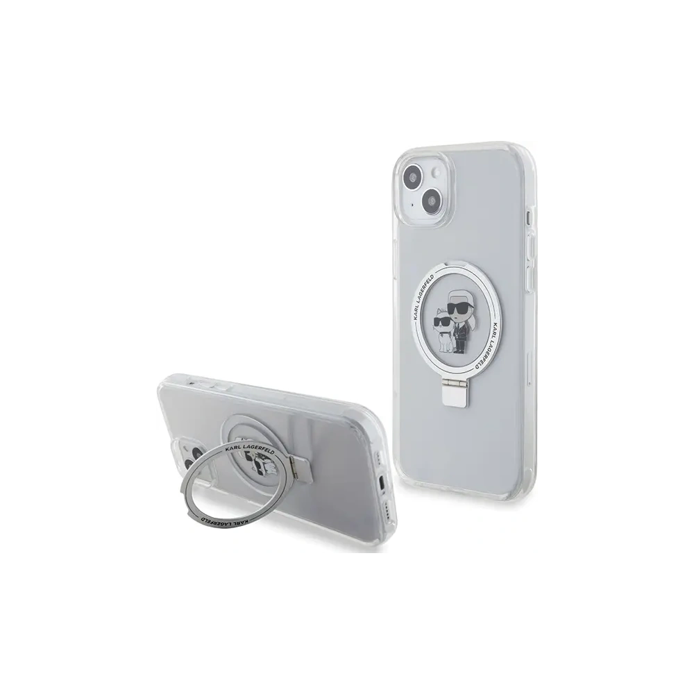 Etui Karl Lagerfeld KLHMP15MHMRSKCH Apple iPhone 15 Plus / 14 Plus hardcase Ring Stand Karl&Choupettte MagSafe biały/white