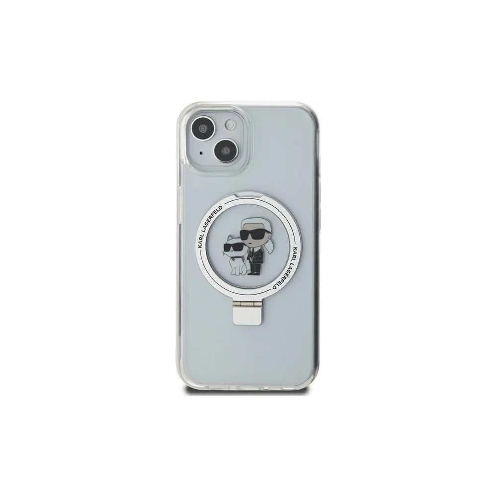 Etui Karl Lagerfeld KLHMP15SHMRSKCH Apple iPhone 15 / 14 / 13 hardcase Ring Stand Karl&Choupettte MagSafe biały/white
