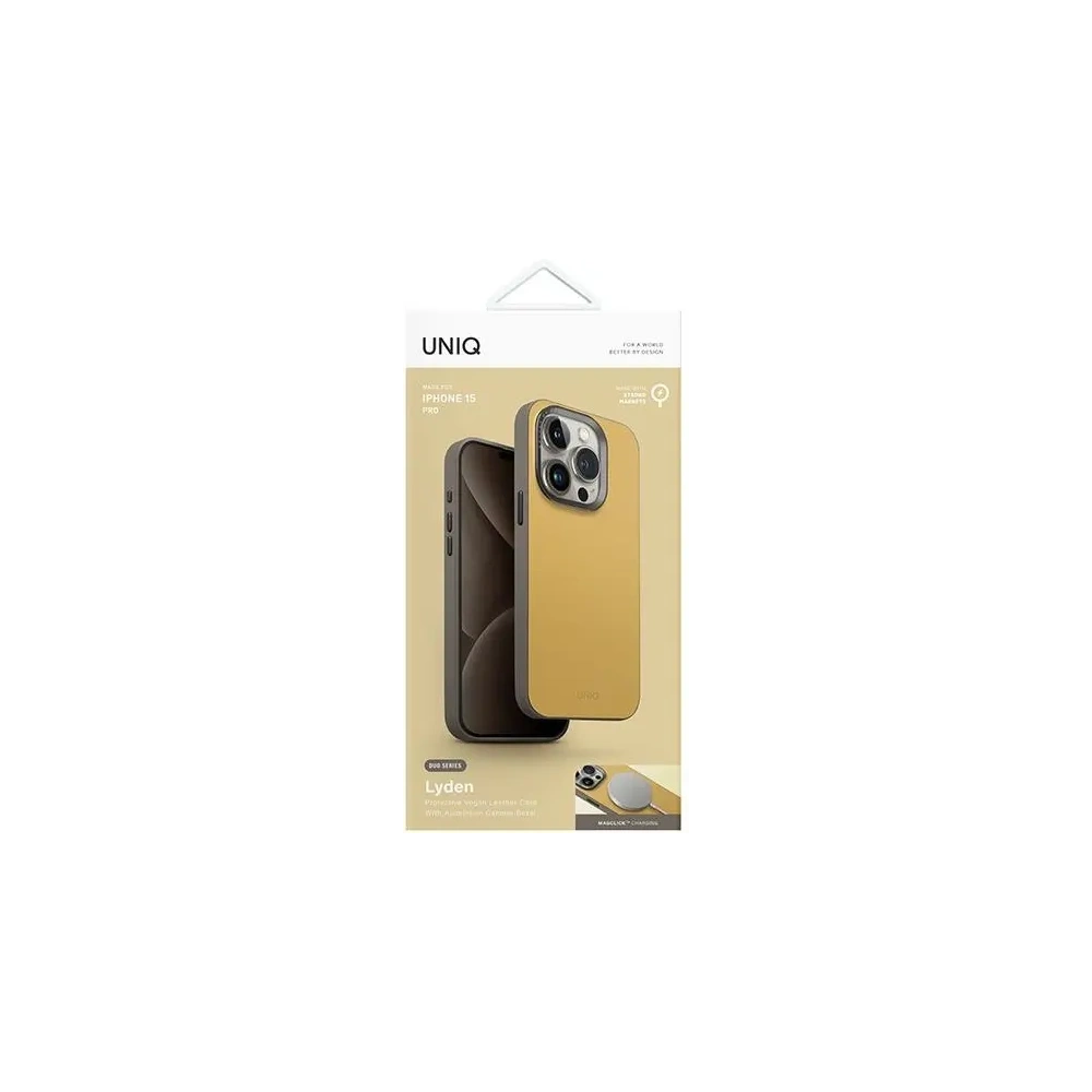 Etui UNIQ Lyden DS Apple iPhone 15 Pro Magclick Charging żółto-szary/canary yellow-flint grey