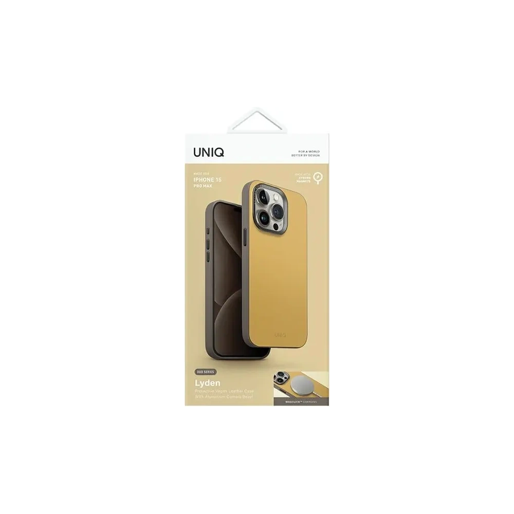 Etui UNIQ Lyden DS Apple iPhone 15 Pro Max Magclick Charging żółto-szary/canary yellow-flint grey