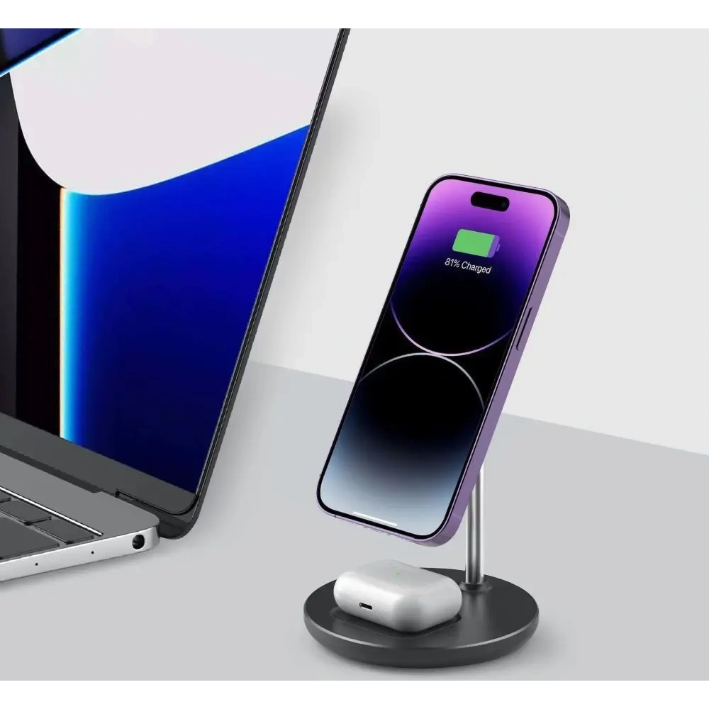 Ładowarka bezprzewodowa Tech-Protect QI15W-A39 2in1 Magnetic MagSafe Wireless Charger Black