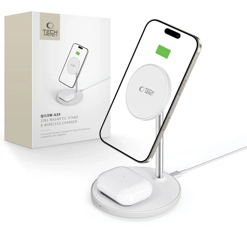 Kup Bezdrátová nabíječka Tech-Protect QI15W-A39 2v1 Magnetic MagSafe Wireless Charger Bílá - THP3617 - {ean13} - Sklep Home Screen