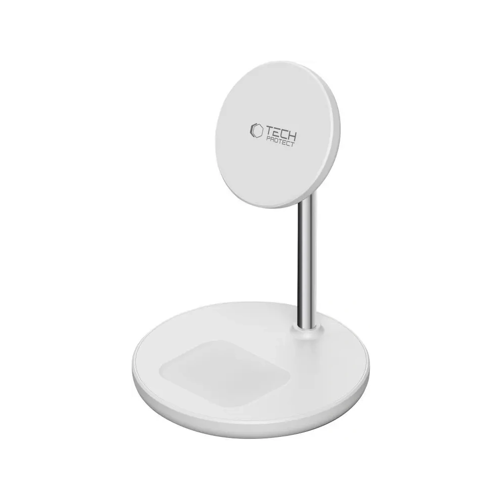 Ładowarka bezprzewodowa Tech-Protect QI15W-A39 2in1 Magnetic MagSafe Wireless Charger White