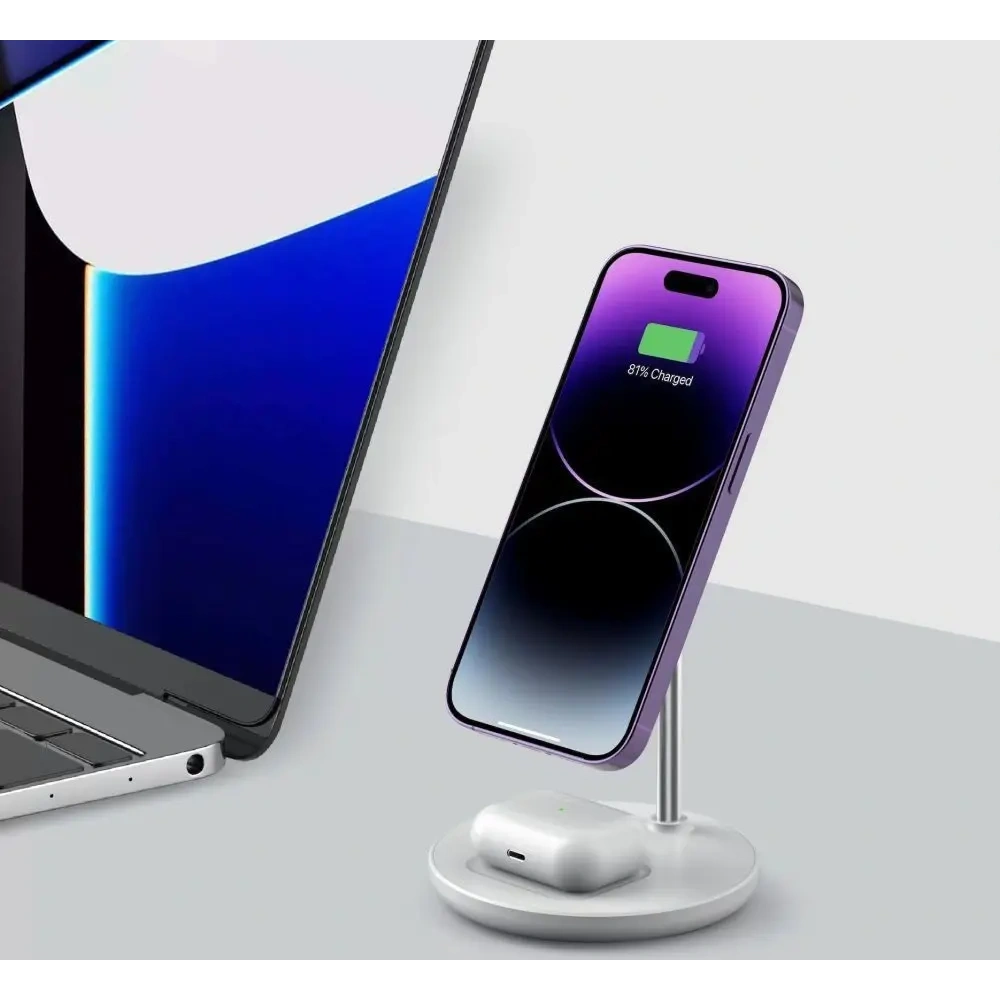 Ładowarka bezprzewodowa Tech-Protect QI15W-A39 2in1 Magnetic MagSafe Wireless Charger White