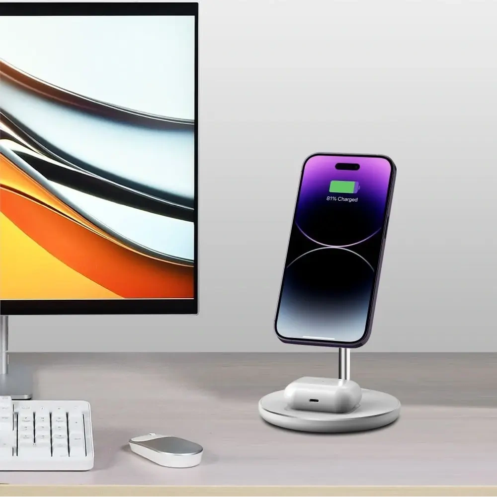 Ładowarka bezprzewodowa Tech-Protect QI15W-A39 2in1 Magnetic MagSafe Wireless Charger White