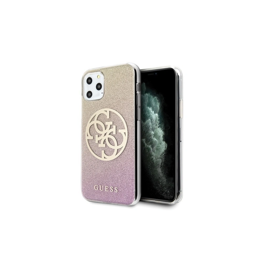 Etui Guess GUHCN58PCUGLPGG Apple iPhone 11 Pro różowo-złoty/gold pink hard case Glitter Gradient 4G Circle Logo