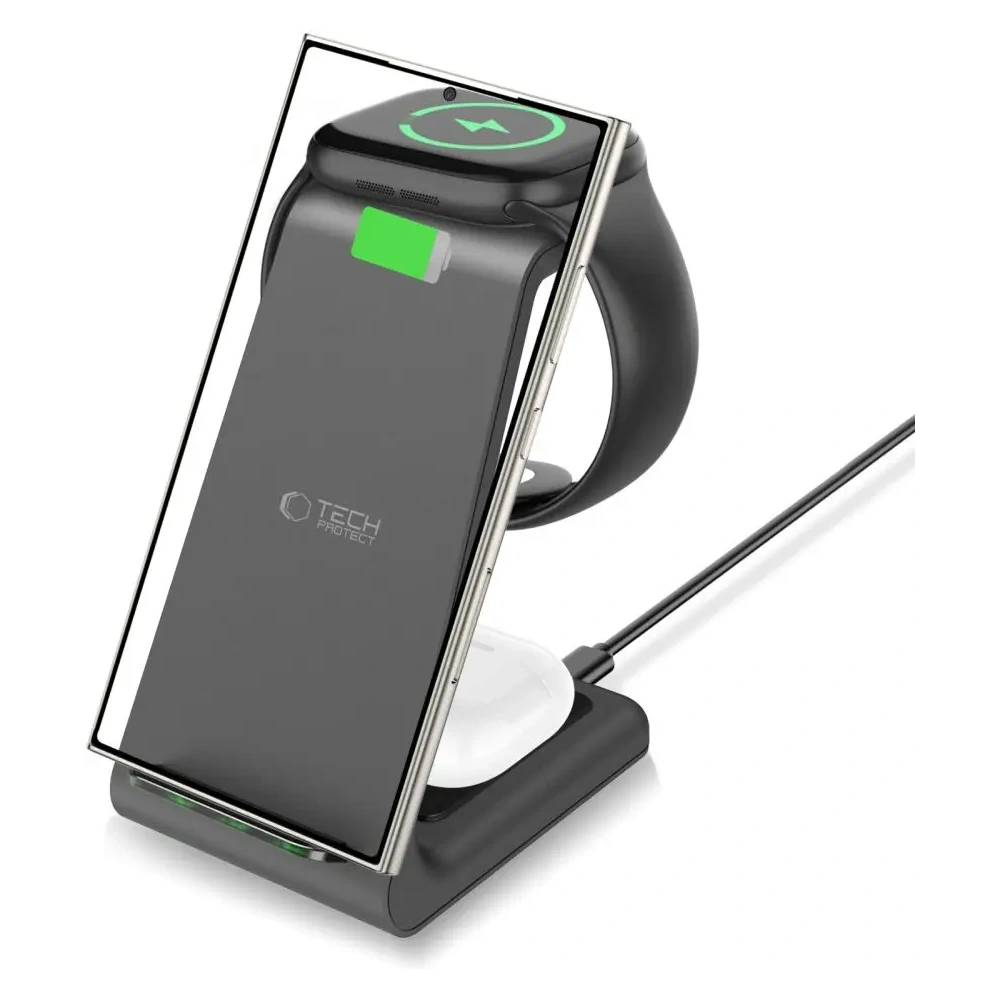 Ładowarka indukcyjna Tech-Protect QI15W-A36 3in1 Wireless Charger For Android Black