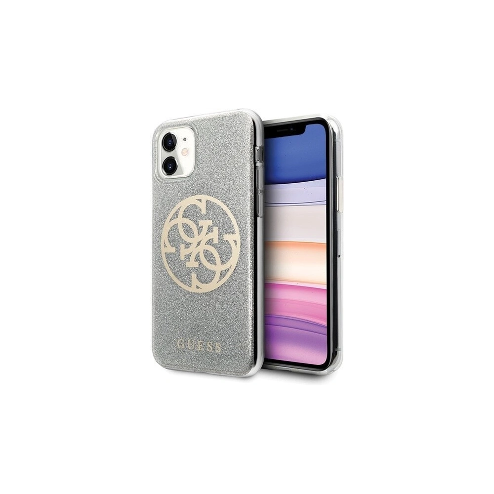 Etui Guess GUHCN61PCUGLLG Apple iPhone 11 jasnoszary/light grey hard case Glitter 4G Circle Logo