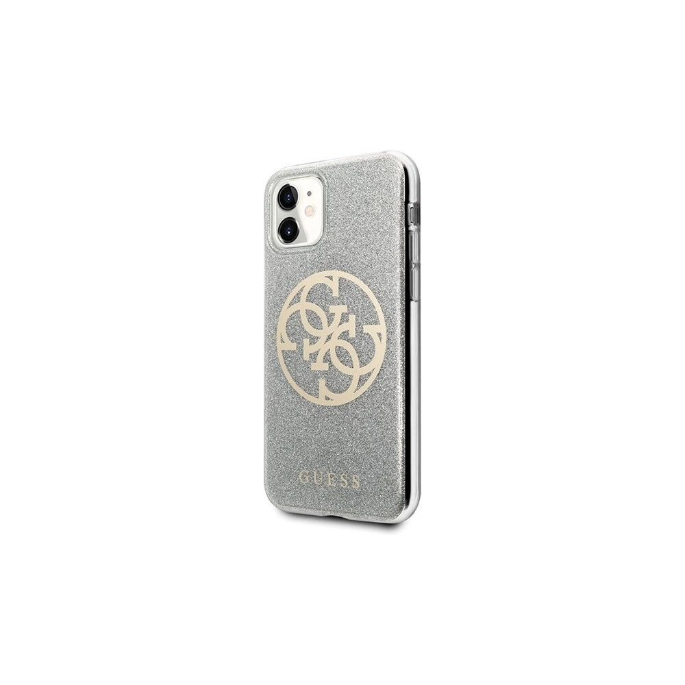 Etui Guess GUHCN61PCUGLLG Apple iPhone 11 jasnoszary/light grey hard case Glitter 4G Circle Logo