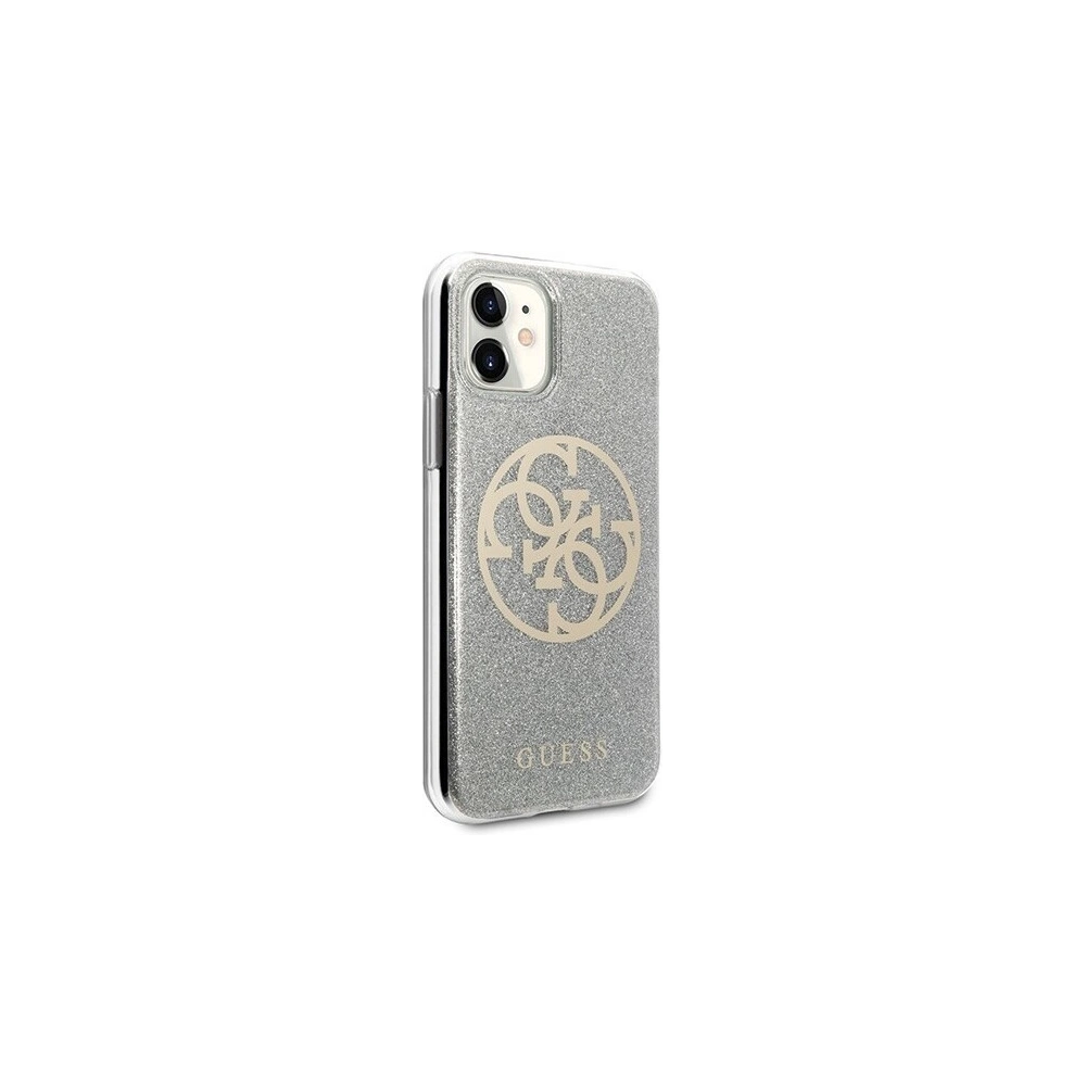 Etui Guess GUHCN61PCUGLLG Apple iPhone 11 jasnoszary/light grey hard case Glitter 4G Circle Logo