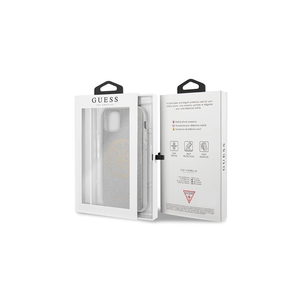 Etui Guess GUHCN61PCUGLLG Apple iPhone 11 jasnoszary/light grey hard case Glitter 4G Circle Logo