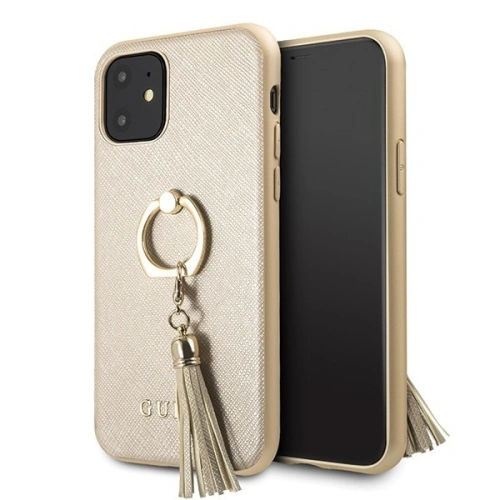 Kup Etui Guess GUHCN61RSSABE Apple iPhone 11 béžové hard case Saffiano s kroužkovým stojanem - GUE433BEI - {ean13} - Sklep Home Screen