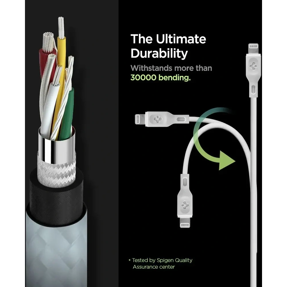 Kabel Spigen DuraSync MFi USB-C / Lightning Cable 100cm White [2 PACK]