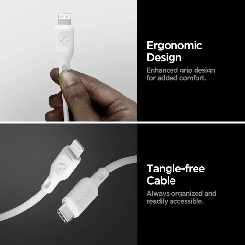 Kup Spigen Cablu DuraSync MFi USB-C / Lightning 100cm Alb [2 PACHET] - SPN16580 - {ean13} - Sklep Home Screen