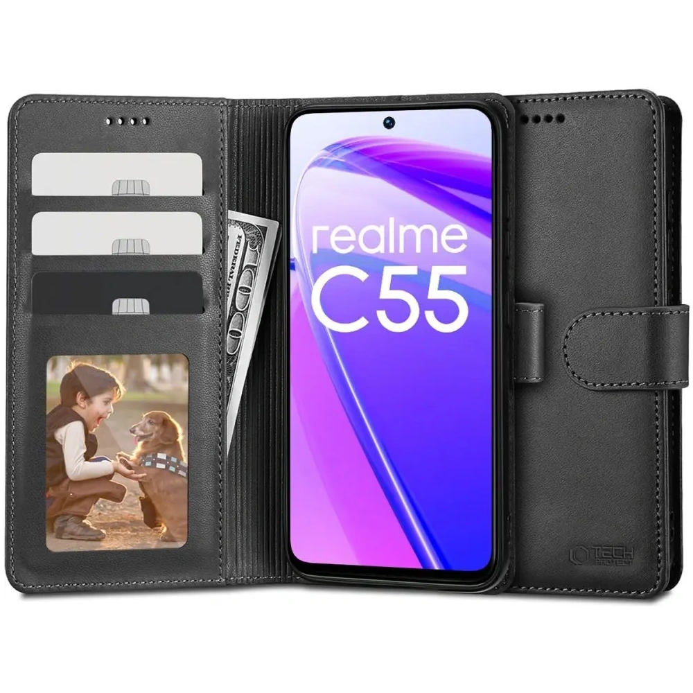 Etui Tech-Protect Wallet Realme C55 Black