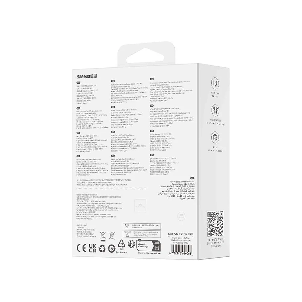 Bezprzewodowe słuchawki dokanałowe TWS Baseus Bowie M2s Bluetooth 5.3 (białe)