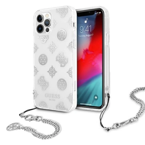Kup [OUTLET] Case Guess GUHCP12LKSPESI Apple iPhone 12 Pro Max silber/silver Hardcase Peony Chain Collection - OT-809 - {ean13} - Sklep Home Screen