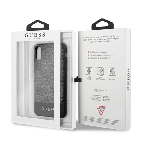 Kup Guess Apple Tasche GUHCPXG4GLGR iPhone X/XS grau/grau Hartschalenkoffer 4G Stripe Collection - GUE440GRY - {ean13} - Sklep Home Screen