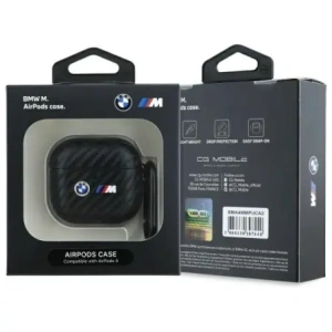 Kup BMW BMA4WMPUCA2 Apple AirPods 4 husă Carbon Dublu Logo metalic negru - BMW797 - {ean13} - Sklep Home Screen