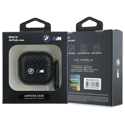 Kup BMW BMA4WMPUCA2 Apple AirPods 4 husă Carbon Dublu Logo metalic negru - BMW797 - {ean13} - Sklep Home Screen