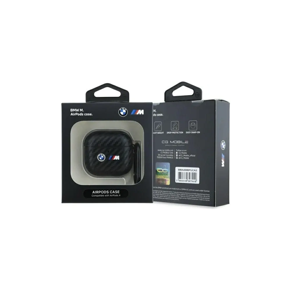 Etui BMW BMA4WMPUCA2 Apple AirPods 4 cover Carbon Double Metal Logo czarny/black