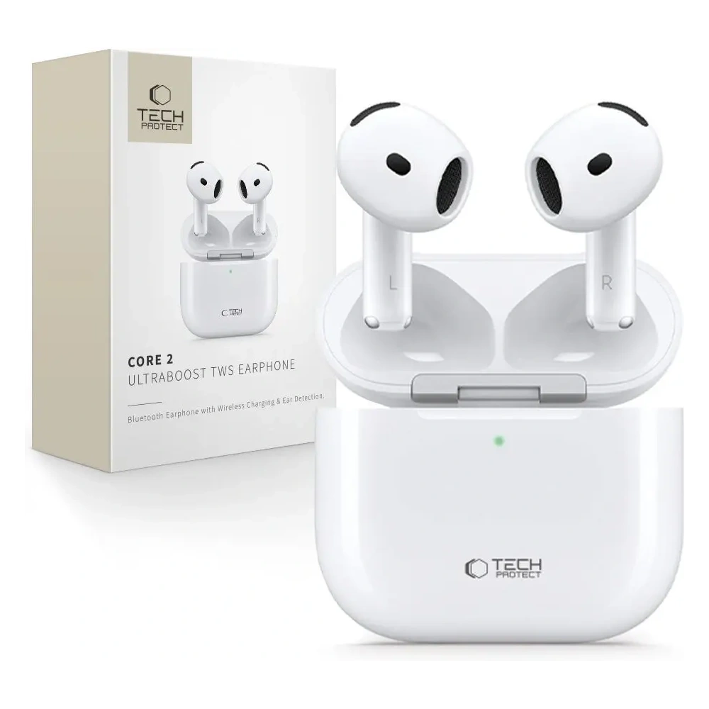 Bezprzewodowe słuchawki douszne Tech-Protect Ultraboost TWS Earphone Core 2 White