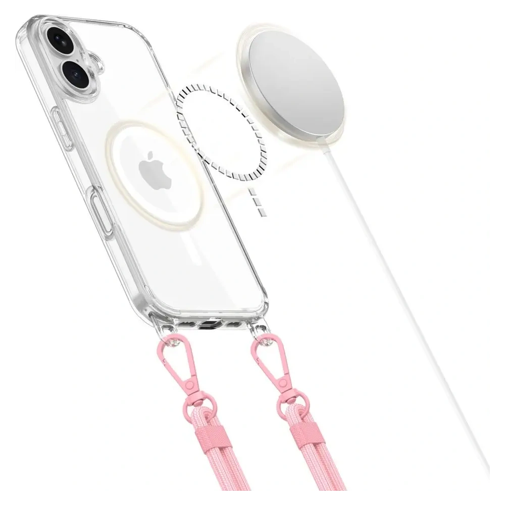 Etui Tech-Protect Flexair Chain MagSafe Apple iPhone 16 Grey & Pink