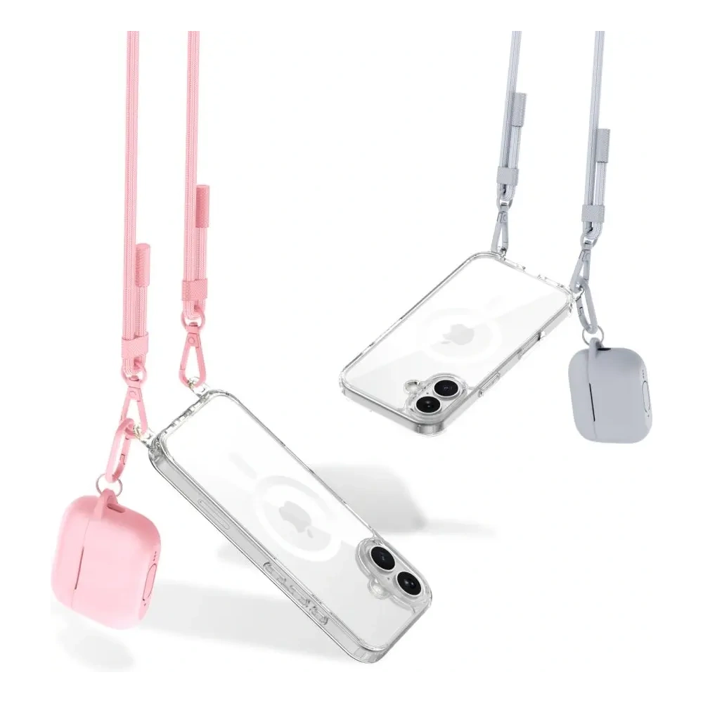 Etui Tech-Protect Flexair Chain MagSafe Apple iPhone 16 Grey & Pink