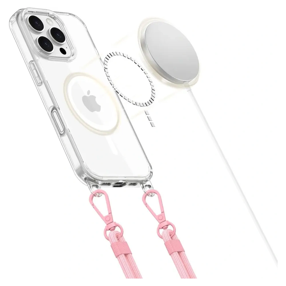 Etui Tech-Protect Flexair Chain MagSafe Apple iPhone 16 Pro Grey & Pink