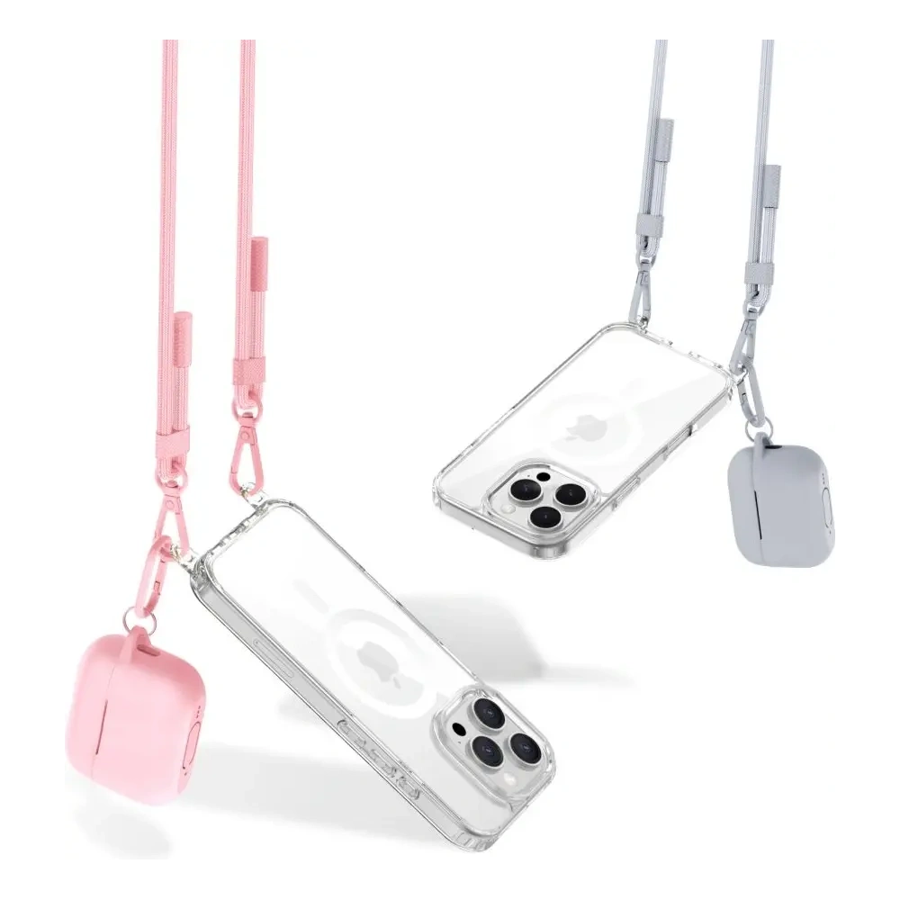 Etui Tech-Protect Flexair Chain MagSafe Apple iPhone 16 Pro Grey & Pink