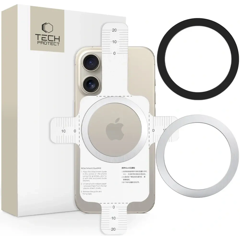 Blaszka Tech-Protect MMP-110 2in1 Magnetic MagSafe Ring Silver & Black