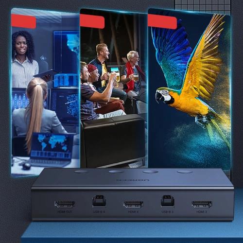 Kup [OUTLET] UGREEN CM293 4xHDMI (női) 4xUSB (női) 4xUSB-B (női) fekete KVM kapcsoló - OT-825 - {ean13} - Sklep Home Screen