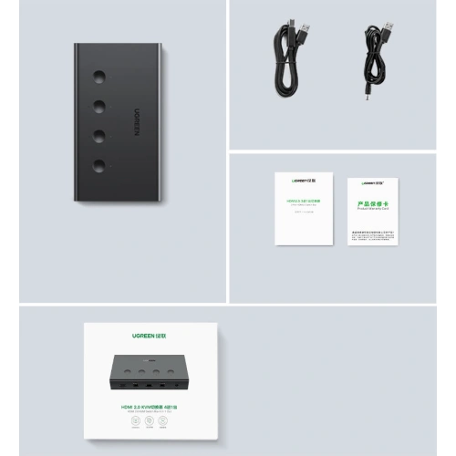 Kup [OUTLET] UGREEN CM293 4xHDMI (női) 4xUSB (női) 4xUSB-B (női) fekete KVM kapcsoló - OT-825 - {ean13} - Sklep Home Screen