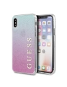Guess Apple Tasche GUHCPXPCUGLPBL iPhone X/XS rosa/blau/rosa blau Hartschale Gradient Glitter