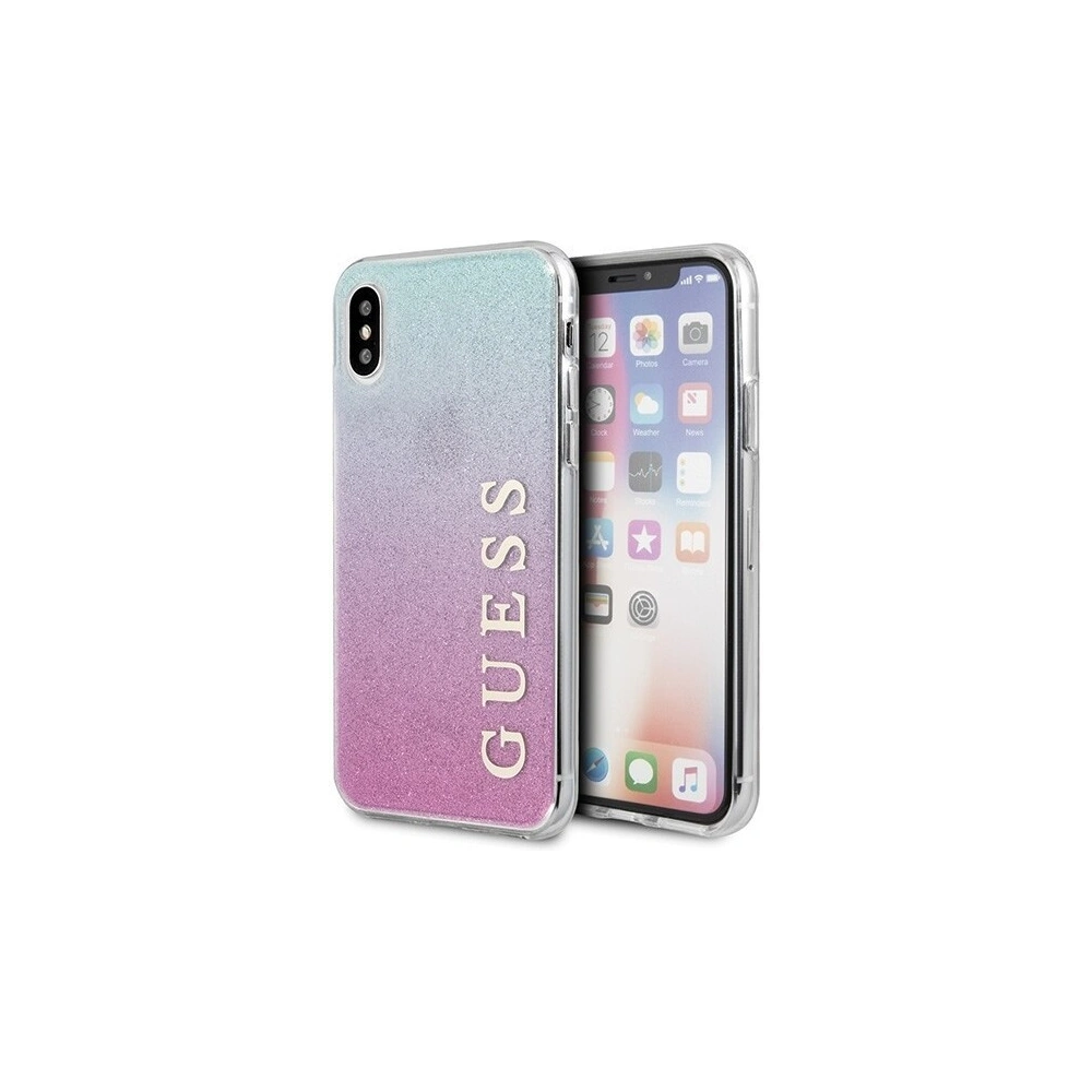 Etui Guess GUHCPXPCUGLPBL Apple iPhone X/XS różowo-niebieski/pink blue hard case Gradient Glitter