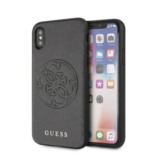 Kup Guess Apple Tasche GUHCPXRSSASBK iPhone X/XS schwarz/schwarz Hartschale Saffiano 4G Circle Logo - GUE448BLK - {ean13} - Sklep Home Screen
