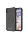 Guess Apple Tasche GUHCPXRSSASBK iPhone X/XS schwarz/schwarz Hartschale Saffiano 4G Circle Logo