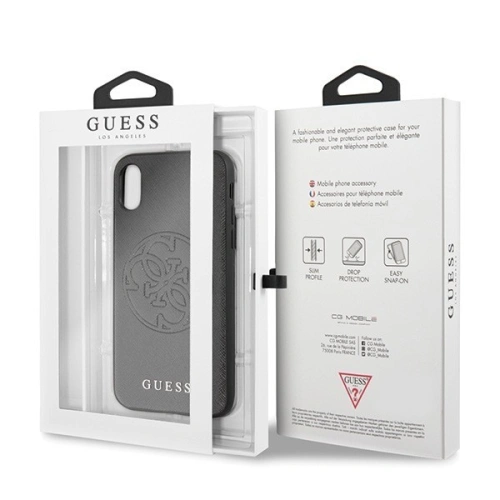 Kup Guess Apple Tasche GUHCPXRSSASBK iPhone X/XS schwarz/schwarz Hartschale Saffiano 4G Circle Logo - GUE448BLK - {ean13} - Sklep Home Screen