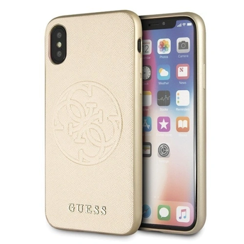 Kup Etui Guess GUHCPXRSSASGO Apple iPhone X/XS auriu/gold hard case Saffiano 4G Circle Logo - GUE449GLD - {ean13} - Sklep Home Screen