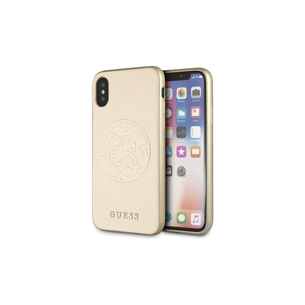 Etui Guess GUHCPXRSSASGO Apple iPhone X/XS złoty/gold hard case Saffiano 4G Circle Logo