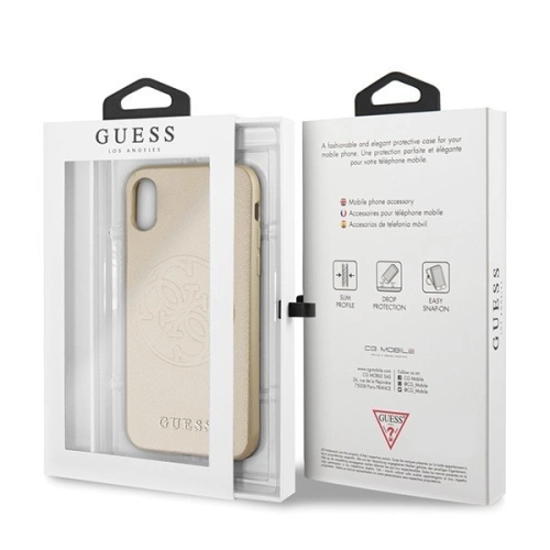 Kup Etui Guess GUHCPXRSSASGO Apple iPhone X/XS auriu/gold hard case Saffiano 4G Circle Logo - GUE449GLD - {ean13} - Sklep Home Screen