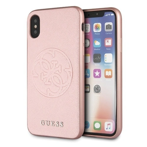 Kup Etui Guess GUHCPXRSSASRG Apple iPhone X/XS rózsaszín-arany/hardveres tok Saffiano 4G Circle Logo - GUE450RS - {ean13} - Sklep Home Screen