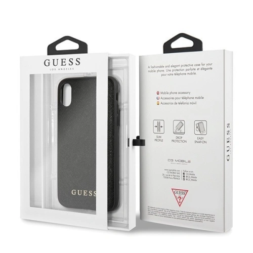 Kup Guess Apple Tasche GUHCPXSLSABK iPhone X/XS schwarz/schwarz Hartschale Saffiano Silikon - GUE452BLK - {ean13} - Sklep Home Screen