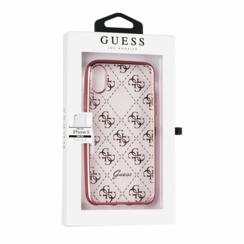 Kup Etui Guess GUHCPXTR4GRG Apple iPhone X/XS roz pink-aurie/rose gold 4G Transparent - GUE454RS - {ean13} - Sklep Home Screen