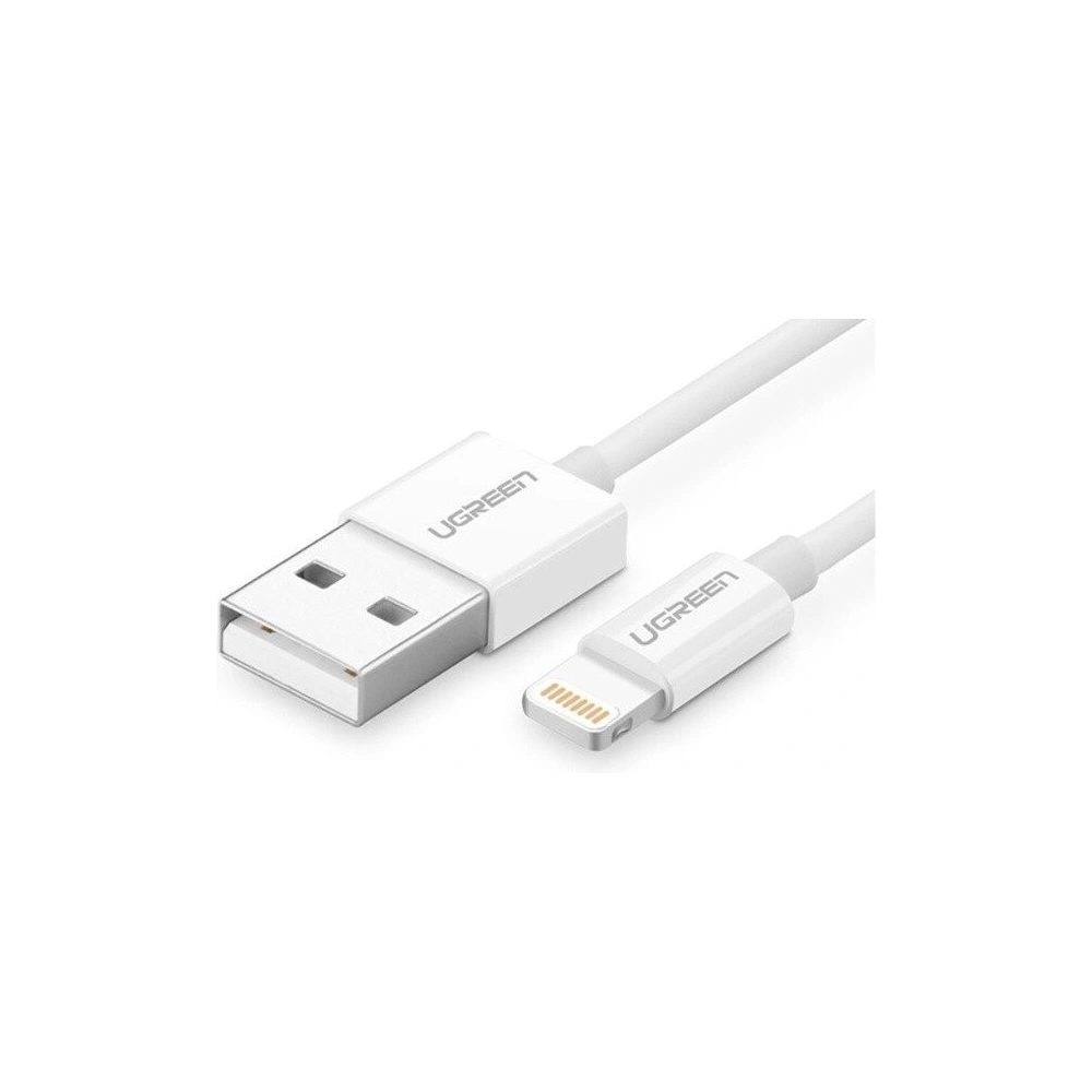 Niklowany kabel Lightning UGREEN MFi 1,5m (biały)