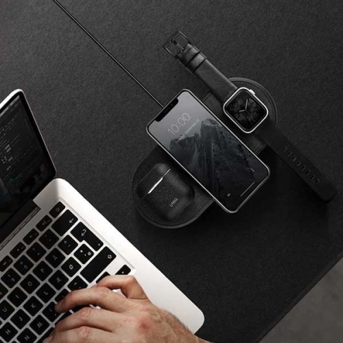 Kup UNIQ Încărcător inductiv Aereo 3 în 1 10W Încărcare rapidă negru/negru cărbune (LITHOS Collective) - UNIQ160BLK - {ean13} - Sklep Home Screen