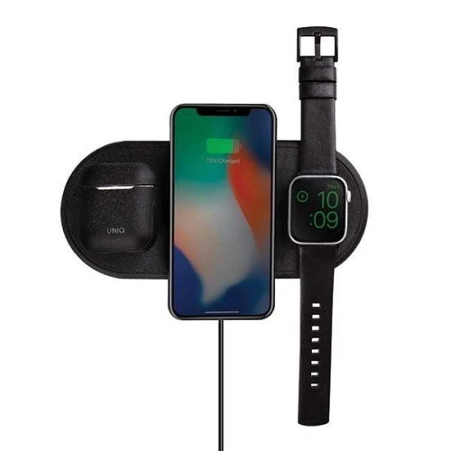 Buy UNIQ Wireless Charger Aereo 3w1 10W Fast charge charcoal black (LITHOS Collective) - UNIQ160BLK - {ean13} - Home Screen Store Europe