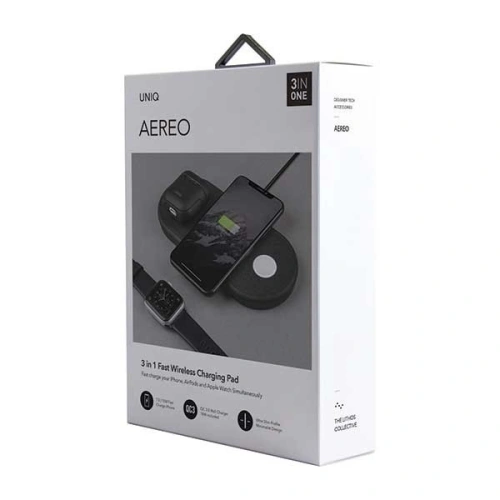Buy UNIQ Wireless Charger Aereo 3w1 10W Fast charge charcoal black (LITHOS Collective) - UNIQ160BLK - {ean13} - Home Screen Store Europe
