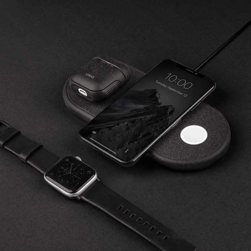 Buy UNIQ Wireless Charger Aereo 3w1 10W Fast charge charcoal black (LITHOS Collective) - UNIQ160BLK - {ean13} - Home Screen Store Europe